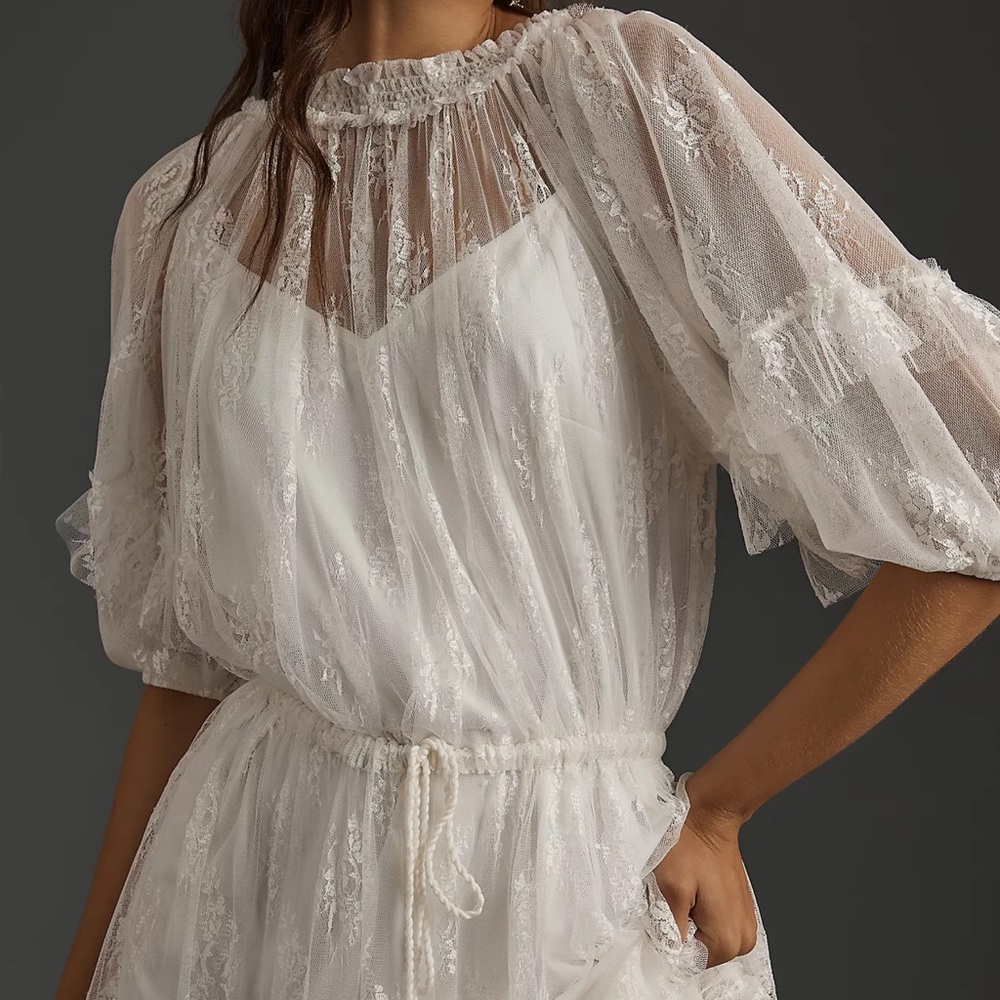 Anthropologie Let Me Be Short-Sleeve Ruffle Maxi Dress - Picture 7 of 8